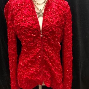 MSK Red sequined blouse. ❤️